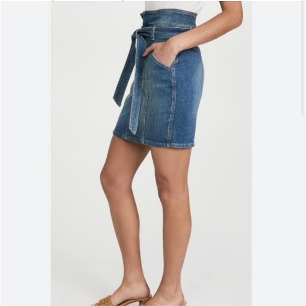 Veronica Beard Aliana Notch Waist Belted Stretch Cotton Skirt 8 Wash Keystone - Picture 3 of 9